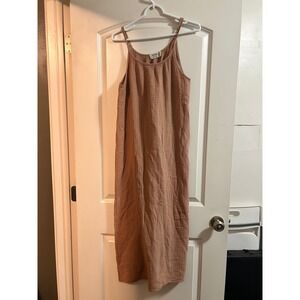 Go Gently Nation Gauze Midi Dress Brown Spaghetti Strap Cotton Size S